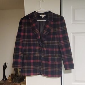 Limited Plaid Wool Blazer 